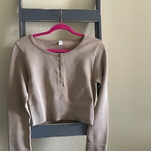 Arie Women's Beige Long Sleeve  Top